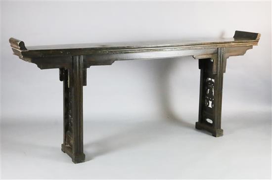A 19th century Chinese hongmu altar table, W.7ft 8in. D.1ft 1in. H.3ft 3.5in.